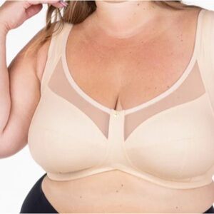 UNDERSTANCE Sz 36G Bra Spacer Air Vera Wireless Unpadded Sheer Beige NEW